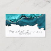 Carte De Visite Pierre d'Agate turquoise Argent métallique personn (Devant)