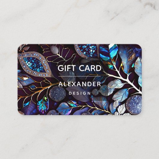 Carte De Visite Pierre de cristal Iridescente, Bleu, Lavande (Devant)