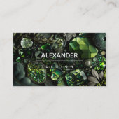 Carte De Visite Pierre de cristal Iridescente, Vert, Mousse, (Devant)