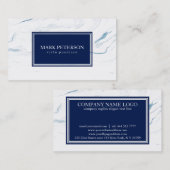 Carte De Visite Pierre De Marbre Blanc Et Bleu (Devant / Derrière)