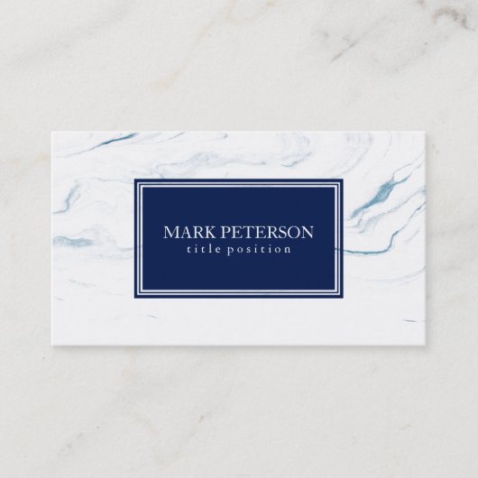 Carte De Visite Pierre De Marbre Blanc Et Bleu (Devant)