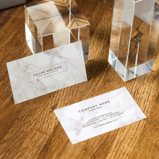 Carte De Visite Pierre de marbre de luxe rose-or Faux