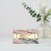 Carte De Visite Pierre de marbre moderne en métal doré professionn (Debout devant)