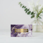 Carte De Visite Pierre de marbre pourpre | Gold Sparkly Flakes (Debout devant)