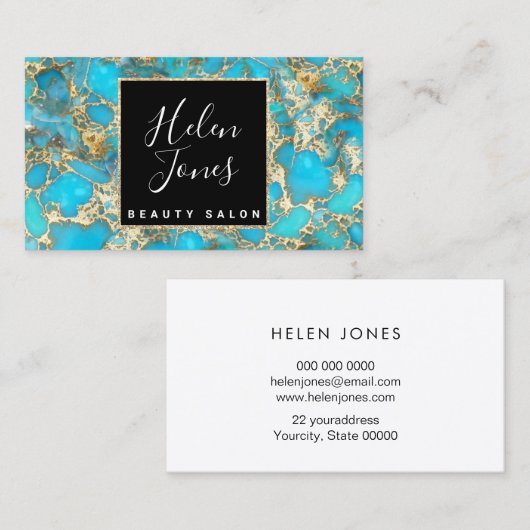 Carte De Visite pierre de taille turquoise (Devant / Derrière)