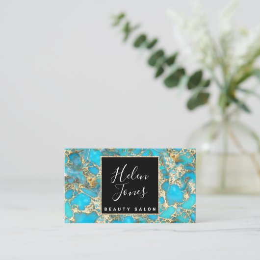 Carte De Visite pierre de taille turquoise (Debout devant)