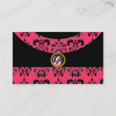 Carte De Visite PIERRE GEMME DAMASK MONOGRAMME, 2 topaze , violet (Dos)