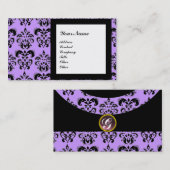 Carte De Visite PIERRE GEMME DAMASK MONOGRAMME, 2 topaze , violet (Devant / Derrière)