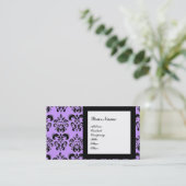 Carte De Visite PIERRE GEMME DAMASK MONOGRAMME, 2 topaze , violet (Debout devant)