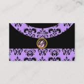 Carte De Visite PIERRE GEMME DAMASK MONOGRAMME, 2 topaze , violet (Dos)