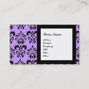 Carte De Visite PIERRE GEMME DAMASK MONOGRAMME, 2 topaze , violet