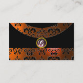 Carte De Visite PIERRE GEMME DAMASK MONOGRAMME, 2 topaze , violet (Dos)