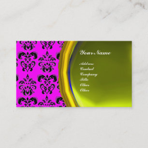 Carte De Visite PIERRE GEMME DAMASK MONOGRAMME,topaze jaune ,viole