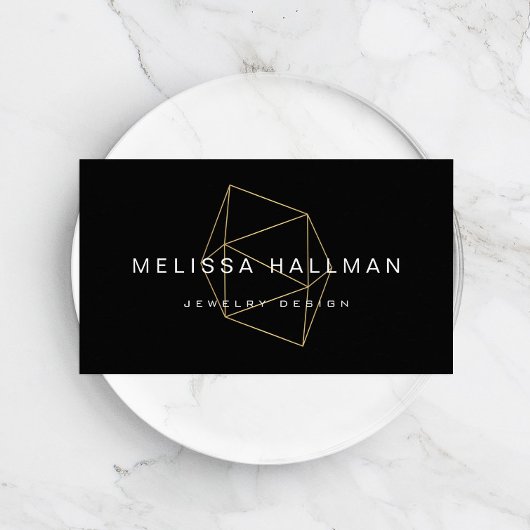 Carte De Visite Pierre géométrique moderne noir
