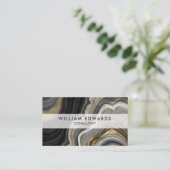 Carte De Visite Pierre gris noir et marbre doré (Debout devant)