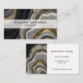 Carte De Visite Pierre gris noir et marbre doré (Devant / Derrière)