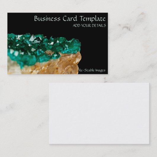 Carte De Visite Pierre minérale Dioptase Emeraude  (Devant / Derrière)