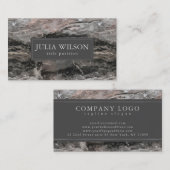 Carte De Visite Pierre Moderne En Marbre Foncé Et Gris Clair (Devant / Derrière)