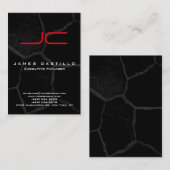 Carte De Visite Pierre noire professionnelle rouge monogramme gras (Devant / Derrière)