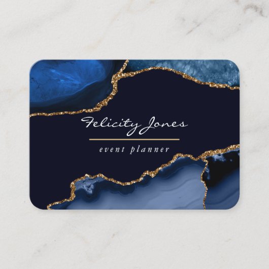 Carte De Visite Pierre précieuse Agate Navy et Or (Devant)