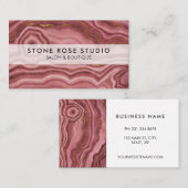 Carte De Visite Pierre rose en marbre rose et or (Devant / Derrière)