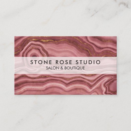 Carte De Visite Pierre rose en marbre rose et or (Devant)