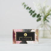 Carte De Visite Pierre rose et noire avec Agate de Parties scintil (Debout devant)