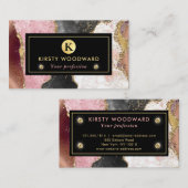 Carte De Visite Pierre rose et noire avec Agate de Parties scintil (Devant / Derrière)