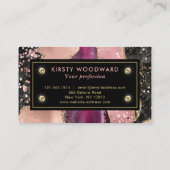 Carte De Visite Pierre rose et noire avec Agate de Parties scintil (Dos)
