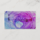 Carte De Visite Pierre rouge à aquarelle bleu et violet magique (Devant)