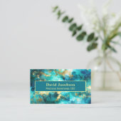 Carte De Visite Pierre turquoise avec géométrie or (Debout devant)