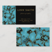 Carte De Visite Pierre Turquoise moderne or et noir (Devant / Derrière)