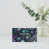 Carte De Visite Pierres cristallines Iridescentes, Bleu, Turquoise (Debout devant)