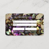 Carte De Visite Pierres de cristal Iridescente, Rose, Fuchsia, Or (Dos)