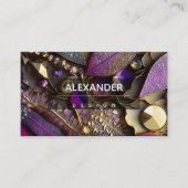 Carte De Visite Pierres de cristal Iridescente, Rose, Fuchsia, Or (Devant)