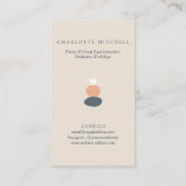 Carte De Visite Pierres Zen Abstraites modernes Pêche/Logo Bleu Yo (Dos)