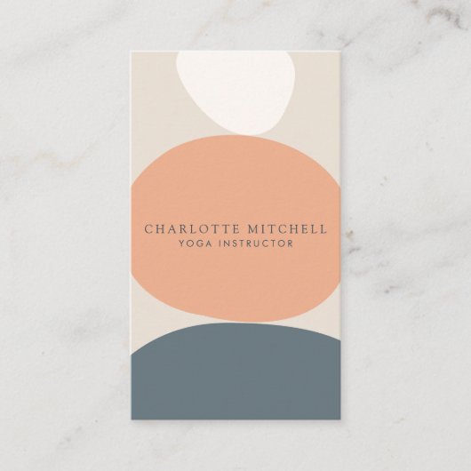 Carte De Visite Pierres Zen Abstraites modernes Pêche/Logo Bleu Yo (Devant)