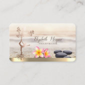 Carte De Visite Pierres Zen, Fleurs, Arbre d'Or Rose Femmes Silhou (Devant)