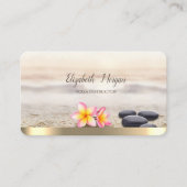 Carte De Visite Pierres Zen, Fleurs, Yoga Or (Devant)