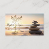 Carte De Visite Pierres Zen, Lever du soleil, Silhouette Arbre Or (Devant)