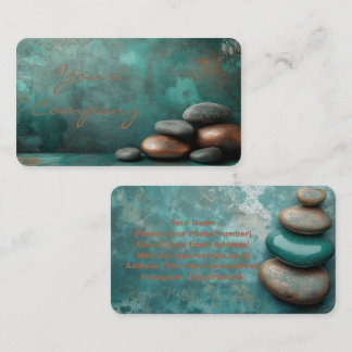 Carte De Visite Pierres Zen Spa Wellness Turquoise cuivre