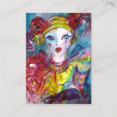 Carte De Visite PIERROT AVEC CAT Masquerade Masque Masque, Bleu Ép (Dos)
