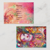 CARTE DE VISITE PIERROT AVEC CHAT / PLANTE DE BOUTEILLE MAGIQUE (Devant / Derrière)