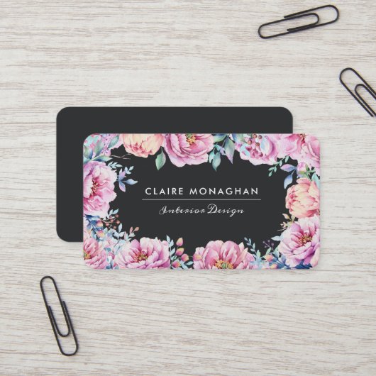 Carte De Visite Pies roses | Sombre (Devant/Arrière en situation)