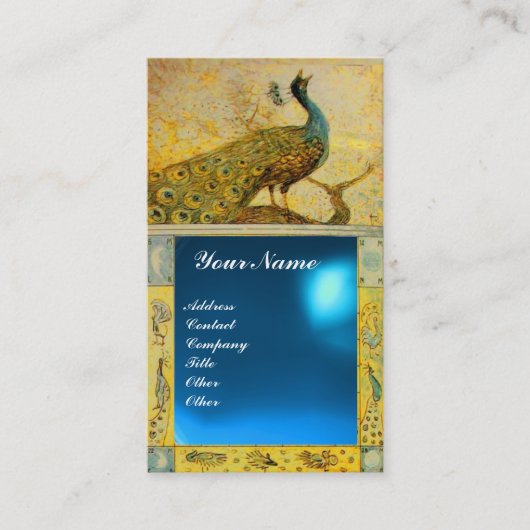 Carte De Visite PIGEON RAMIER AMOUR MARIAGE MONOGRAMME jaune bleu (Devant)