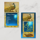 Carte De Visite PIGEON RAMIER AMOUR MONOGRAMME jaune bleu saphir (Devant / Derrière)