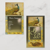 Carte De Visite PIGEON RAMIER AMOUR MONOGRAMME jaune gris agate (Devant / Derrière)