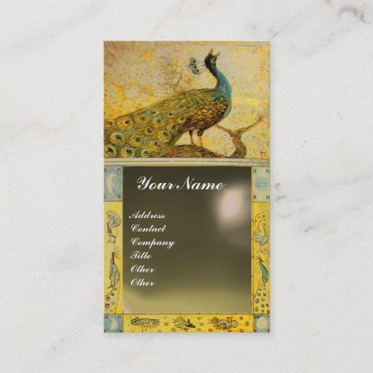 Carte De Visite PIGEON RAMIER AMOUR MONOGRAMME jaune gris agate (Devant)