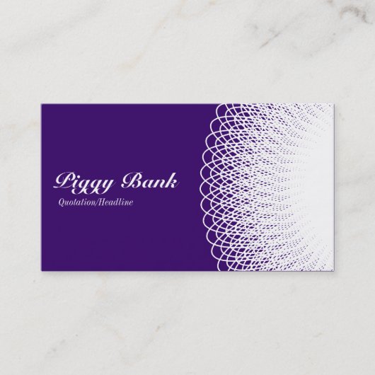 Carte De Visite Piggy Bank - Blanc sur Deep Purple 330066 (Devant)