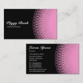 Carte De Visite Piggy Bank - Rose sur Noir (Devant / Derrière)